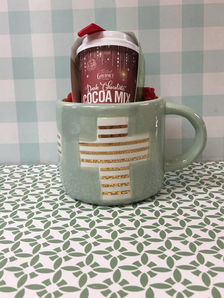 Gold cross Mug & Hot Chocolate mix