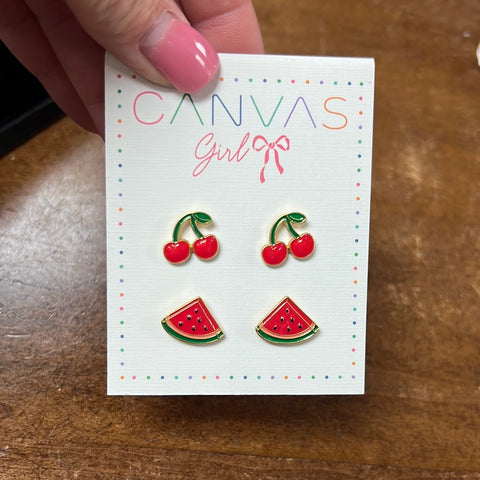 Cherry/Watermelon Set of 2 Earrings