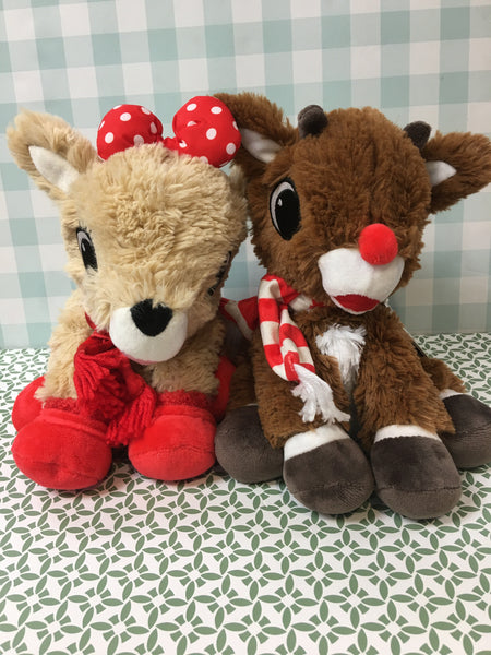 Lavender scented Clarice with bow & Rudolph with scarf