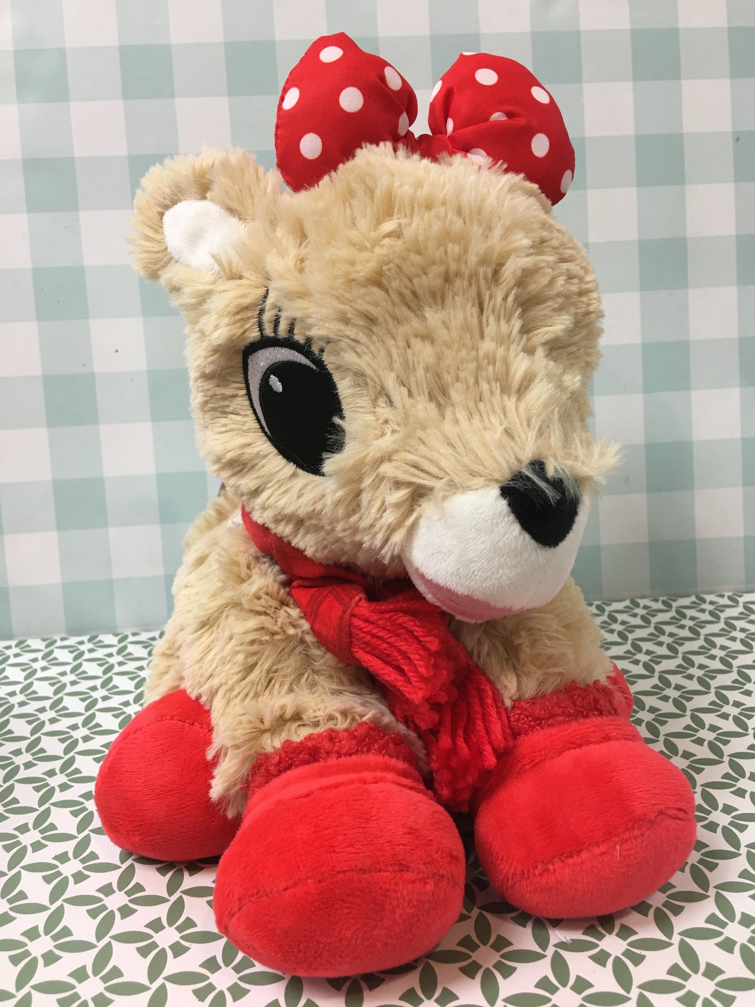 Lavender scented Clarice with bow & Rudolph with scarf