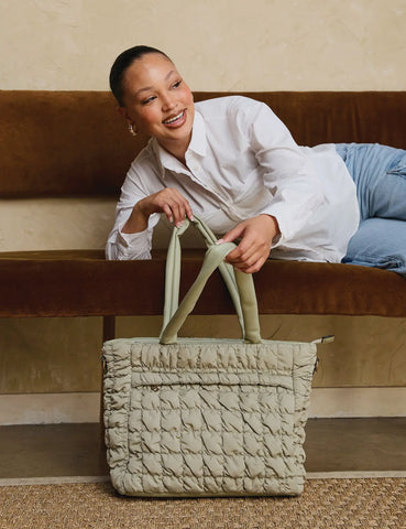 Kelly quilted tote - Sage