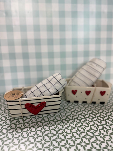 Ceramic Loaf Pan & Tea Towel Gift Set