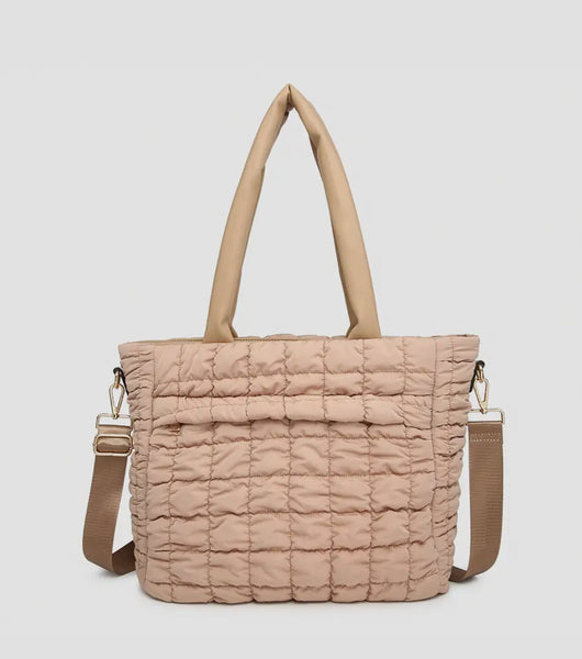 Kelly quilted tote - Taupe