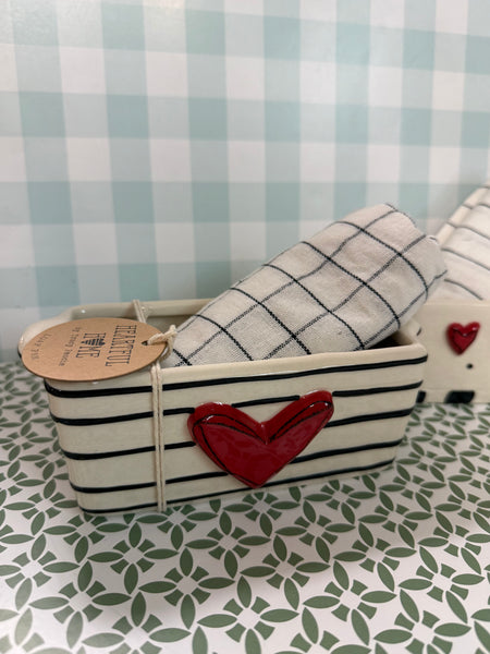 Ceramic Loaf Pan & Tea Towel Gift Set