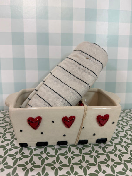 Ceramic Loaf Pan & Tea Towel Gift Set
