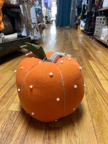 Dotted stuffed pumpkin - large - orange