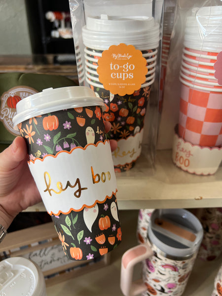 Set of 8 to go coffee cups - floral boo