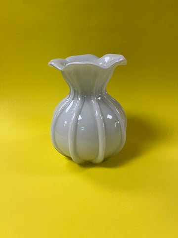 Ruffled White Vase