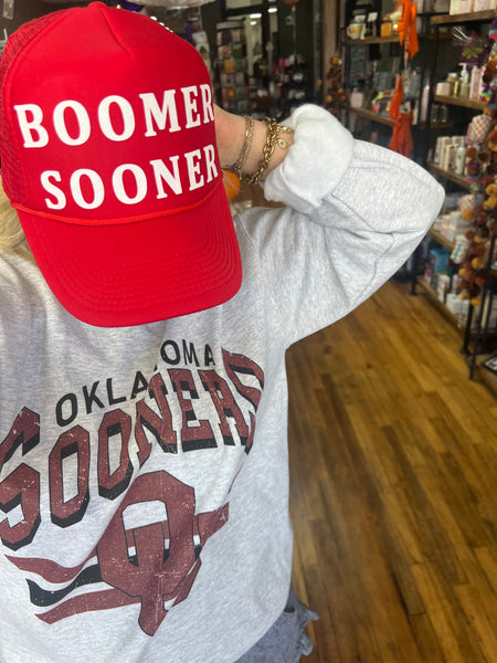 Boomer sooner Red trucker hat