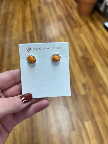 Orange pumpkin earrings gold